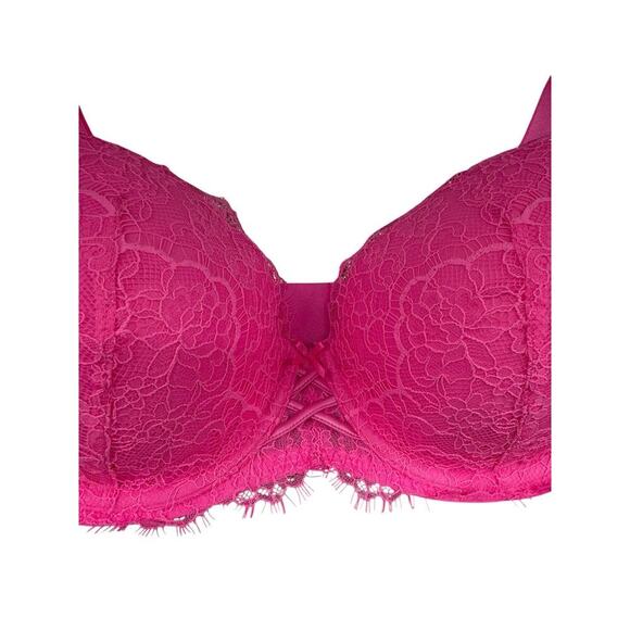 Victoria’s Secret Hot Pink Lace Dream Angels Lined Demi Bra 38C - Picture 2 of 7
